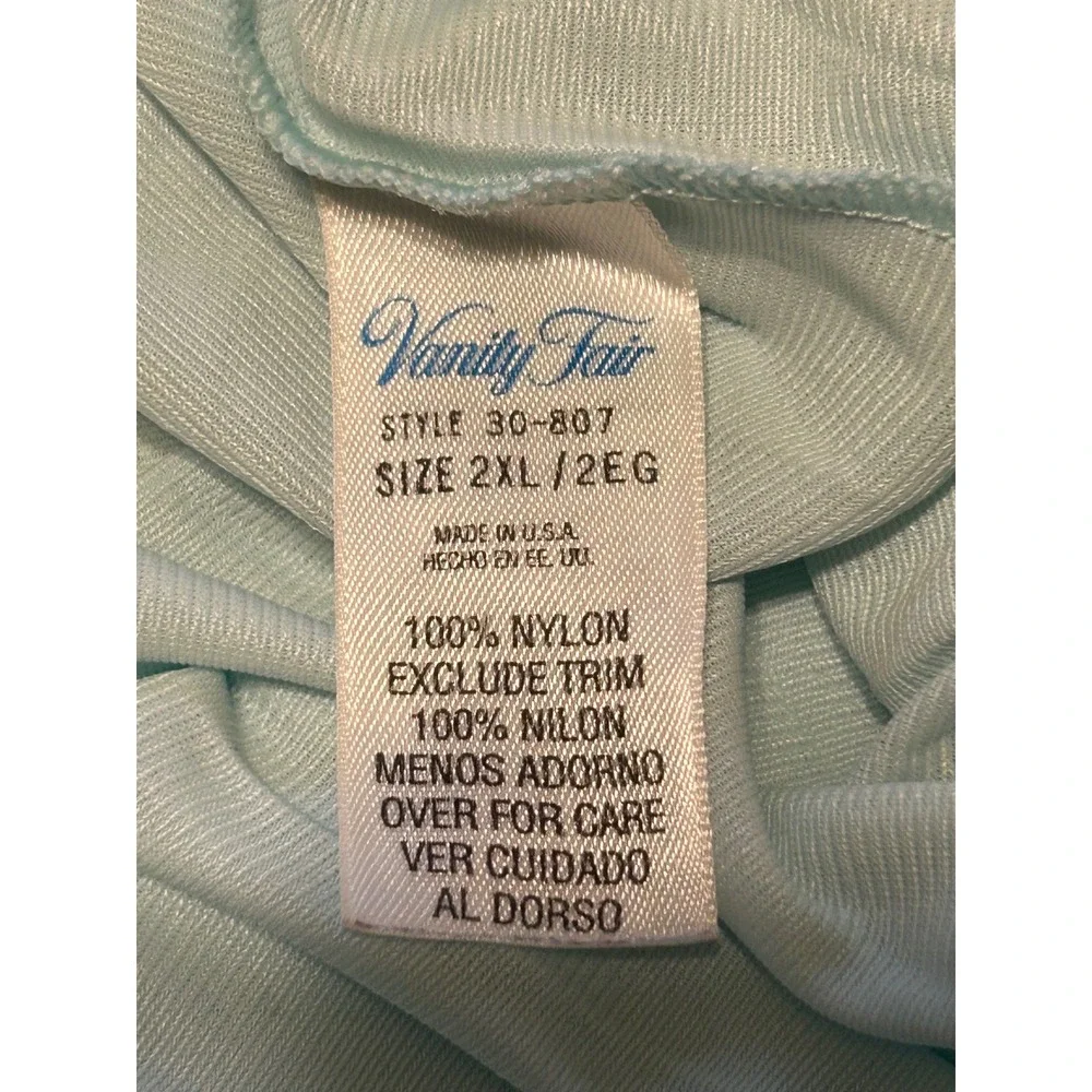 VTG Vanity‎ Fair Nightgown Light Blue Slip Dress Size 2X Made in USA Loungewear